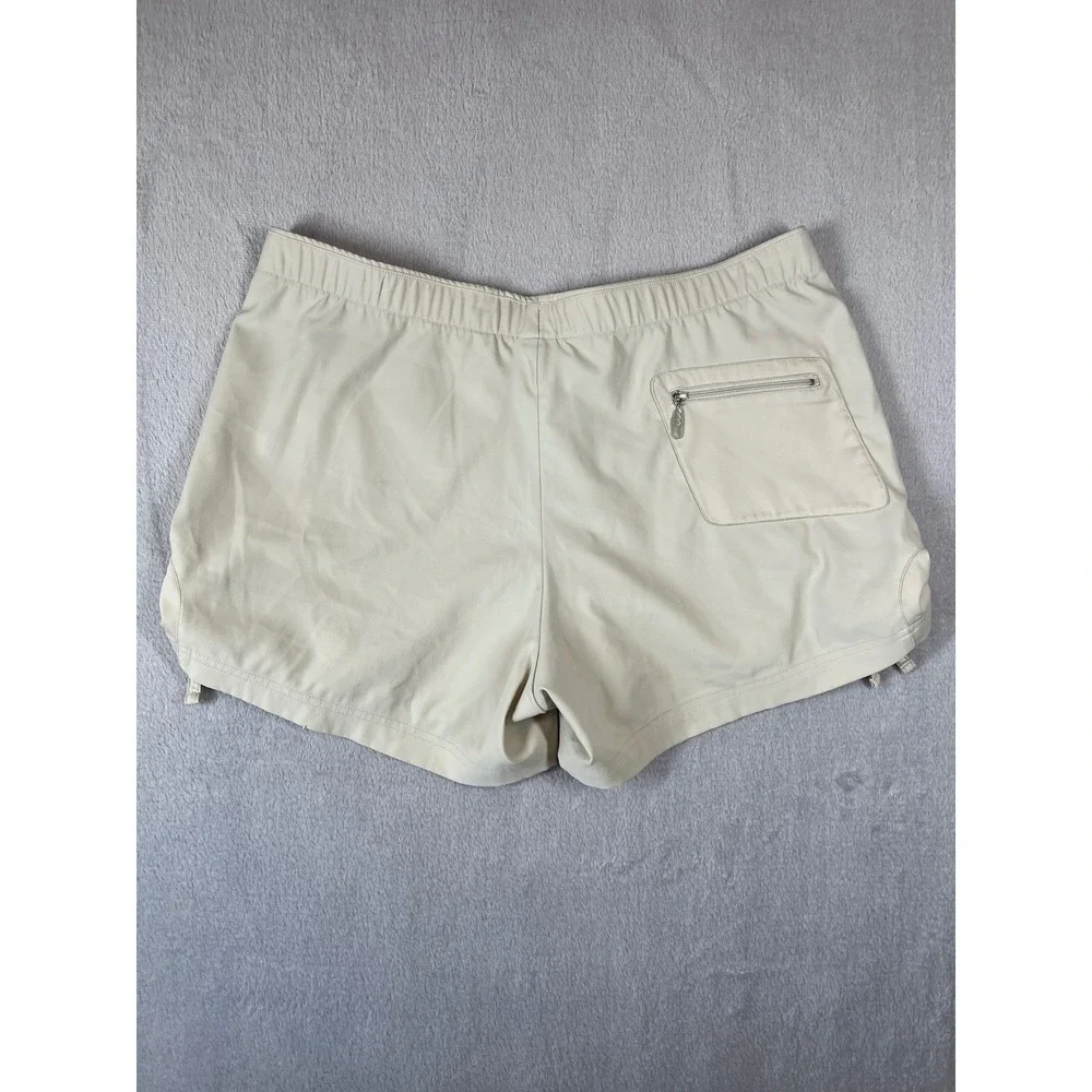 Nike Dri-FIT Womens Cream Beige‎ Athletic Golf Hiking Shorts Cinch Side Size L